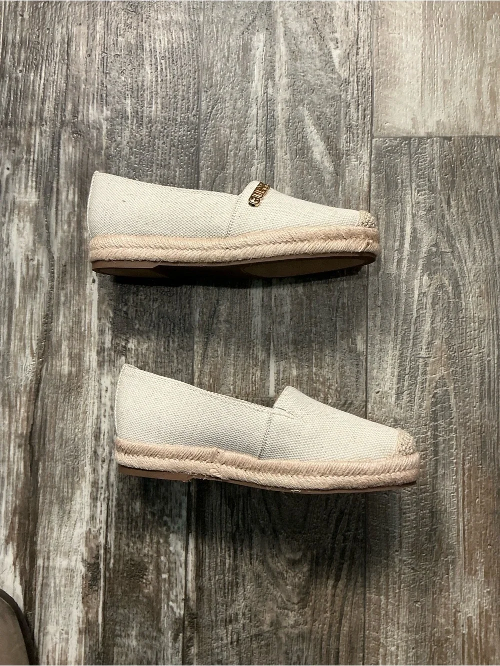 GUESS Women's Cream Espadrille Loafer Size 5